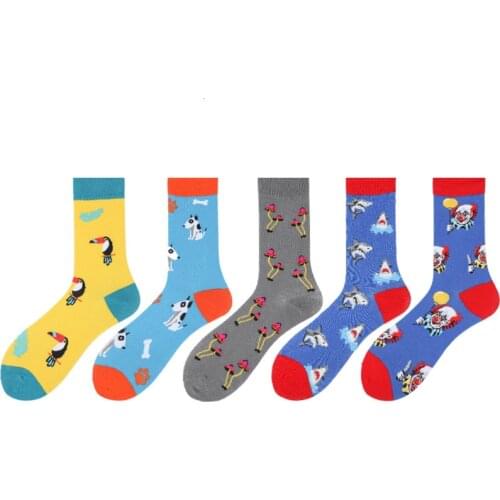New 2020 Autumn Winter Funny Socks Men Cute Dog Woodpecker Shark Printed Calcetines Casual Harajuku Meias Happy Socks