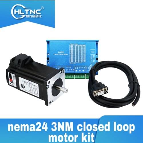 New nema24 3NM Hybrid servo kit EN 60HSE3N-D25 +HSS60 Closed loop stepping motor drive +2M code line