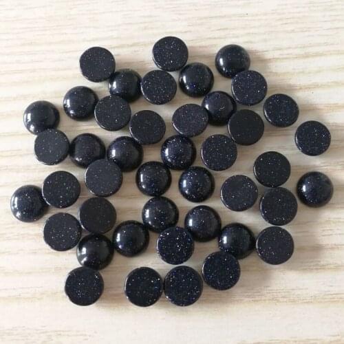 Wholesale fashion blue sand stone beads charm 8mm round cab cabochon natural stone beads for jewelry Accessories 50pcs no hole