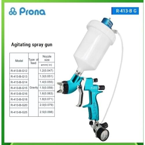 Prona R-413-B Agitating Spray Gun,MINI-agitator Painting Pistol Sprayer Guns Automobile with Cup 600ml,Paint Mixer Spray Gun