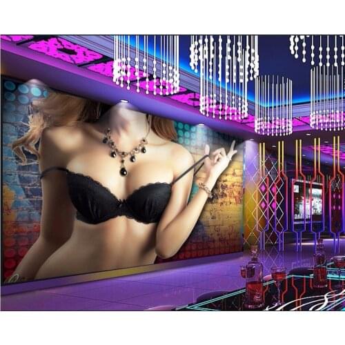 Custom photo mural 3d wallpaper Sexy belle nightclub bar room decor painting 3d wall mural wallpaper for living room walls 3 d