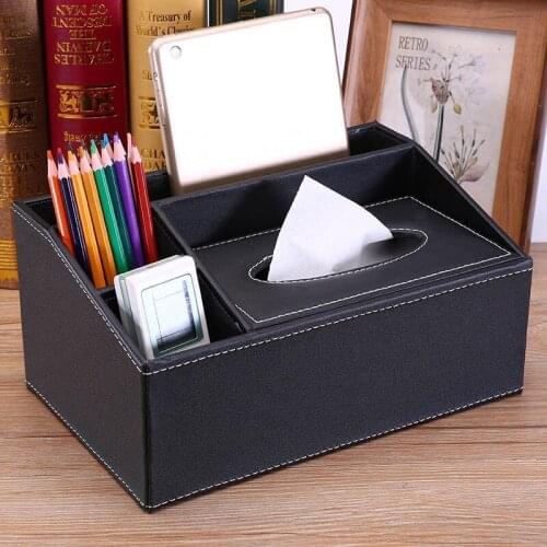 Simple PU Tissue Box Rectangle Paper Towel Holder Desktop Napkin Storage Container Kitchen Tissue Tray For Home Office LBS