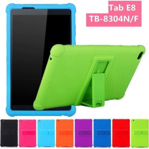 Shockproof Kids Soft Silicone Funda Capa Case Cover For Lenovo Tab E8 TB-8304F TB-8304L 8 inch Tablet Kickstand Coque +Film +Pen