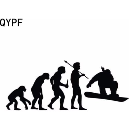 QYPF 15.2cm*6.1cm Snowboarding Vinyl Fashion Evolution Car Stickers Decals Black Silver S2-0009