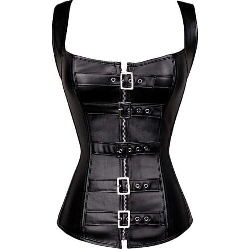 Steampunk Steel Boned Lace up Sexy Gothic Outwear Body Bustier Overbust Corset Women Waist Cincher Corsets Black Plus Size S-6XL