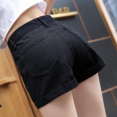 Shorts Women Denim Shorts Womens Summer Super High Waist Black Loose A- Line Ropa Mujer