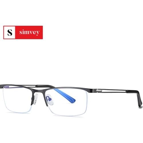 Simvey Blue Light Blocking Glasses Square Frame Computer Glasses Anti Eye Eyestrain Black Frame Clear Lenses Gaming Glasses
