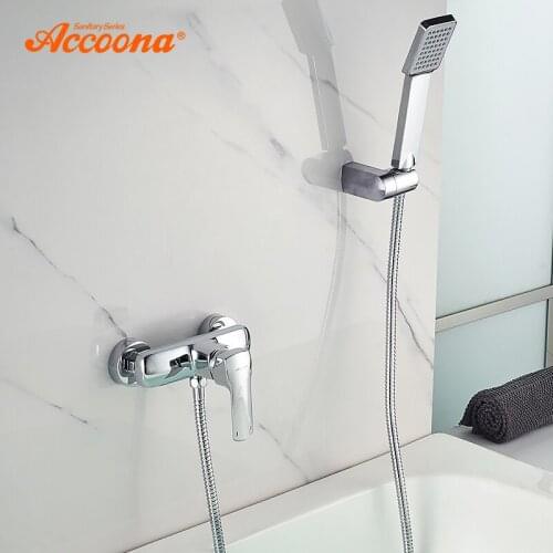 Accoona Bathtub Faucets Chrome Finish Bathroom Shower Faucet Mixer Bathtub Faucet Square Nozzle Single Handle Bath Faucets A8055