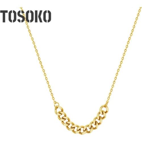 TOSOKO Stainless Steel Jewelry Exaggerated Thick Chain Necklace Womens Fashion Hip Hop Clavicle Chain BSP923