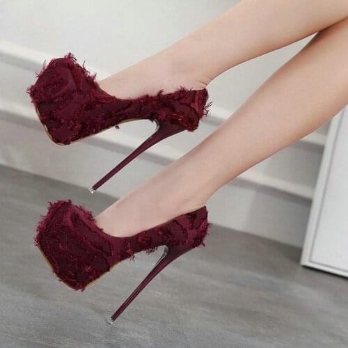 New Luxury classic Women Pumps Round Toe Sexy Pumps Platform Heels High Heels Wedding Party Shoes super High 16.5cm