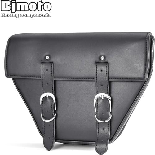 BJMOTO Universal PU Leather Bag Motorcycle Motorbike Saddlebags Storage Tool Pouch Scooter Custom Chopper Bobber Cruiser ATV