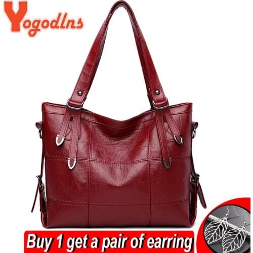 Yogodlns Luxury Handbag Women PU Leather Shoulder Bag Large Capacity Top-handle Bag Vintage Crossbody Bag Brands Lady Pouch sac