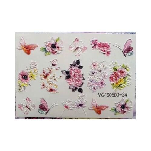 Factory Sale Price 6d Cubic Traceless Engraved Butterfly & Gragonfly Empaistic Water Slide Decals Basso-relieve Nail Stciker