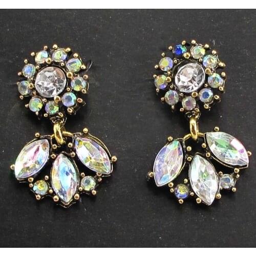 Womens fashion earrings New arrival brand sweet metal with gems stud crystal earring for women girls e380