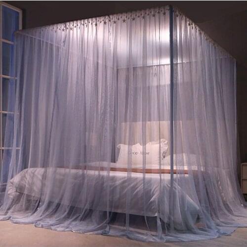 1.2/1.5/1.8/2.0m Lace White Palace Mosquito Nets Three-Door Floor-To-Ceiling Household Bed Curtains Home Decoration