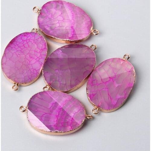 1pc Natural Rose Red Agates Irregular Stone Connector Pendant Charm For Women Jewelry Making Wholesale Handmade Diy Bracelet