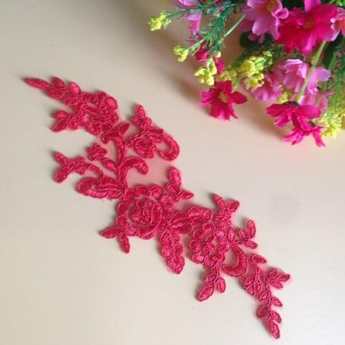 10 Pieces Red Flower Floral Motif Venise Venice Lace Applique Guipure Lace Fabric For Garment Accessories