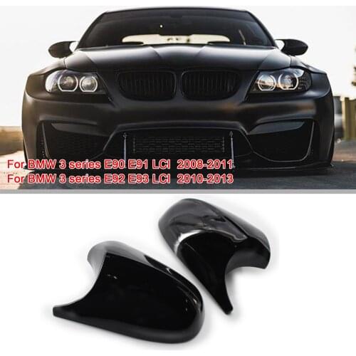 2PCS E90 M3 Style Gloss Black Car Rearview Mirror Cover Cap Direct Replace For BMW 3 Series E90 E91 2008-11 E92 E93 2010-13 LCI