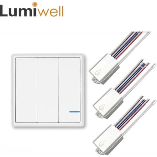 3 gang wireless RF remote control switches RF receiver 110v 220v white color switch 3 position 3 way 3 button EU standard FCC