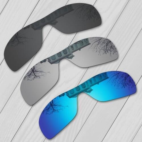 E.O.S 3 Pieces Black & Silver & Ice Blue Polarized Replacement Lenses for Oakley Batwolf OO9101 Sunglasses