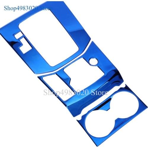 For Mazda CX5CX-5 2017 2018 Accessories Interior Handbrake Switch Decorative Panel Gear Shift Frame Sticker Stainless steel blue