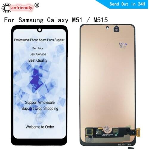 AMOLED LCD For Samsung Galaxy M51 SM-M515 SM-M515F/DSN LCD Display Touch Panel Screen Digitizer With Frame Assembly