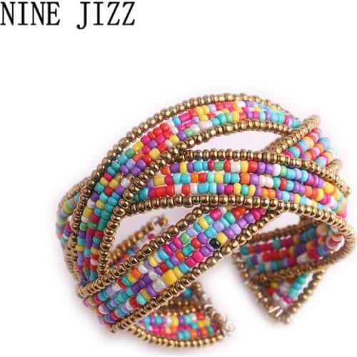 Bohemian Beads Bangles Cuff Bracelet Multilayer Bracelets & Bangles For Women Bijoux Bracelet Femme 4 Colors Open Bracelet