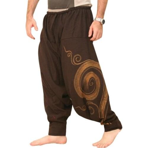 Pants Men Stylish Drawstring Drop Crotch Ankle Tied Baggy Trousers Long Harem Pants