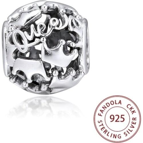 Fashion 925 Sterling Silver Queen & Regal Crowns Charms Beads for Jewelry Making Fits Pandora Charm Bracelet berloques
