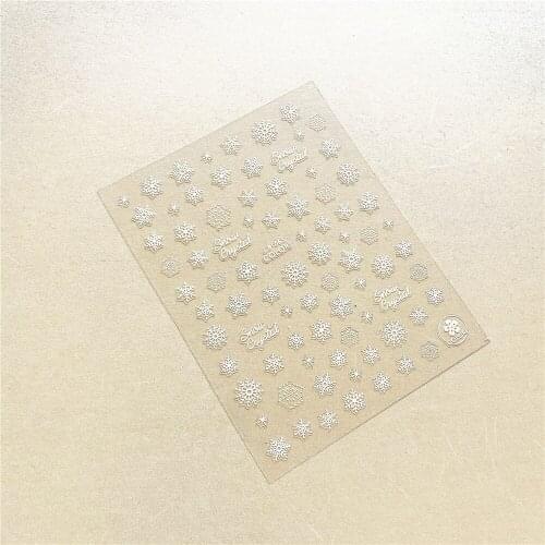 CB-065 CB-067 White snowflakes 3D Back glue Nail Art Stickers Decals Sliders Nail ornament decoration