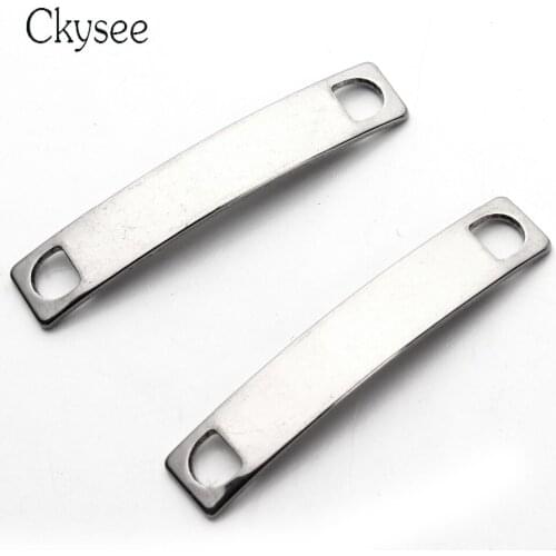 Ckysee 20Pcs/lot 7x38mm Stainless Steel Pendant Bracelet Connector Charms For DIY Necklace Bracelet Jewelry Making Handmade