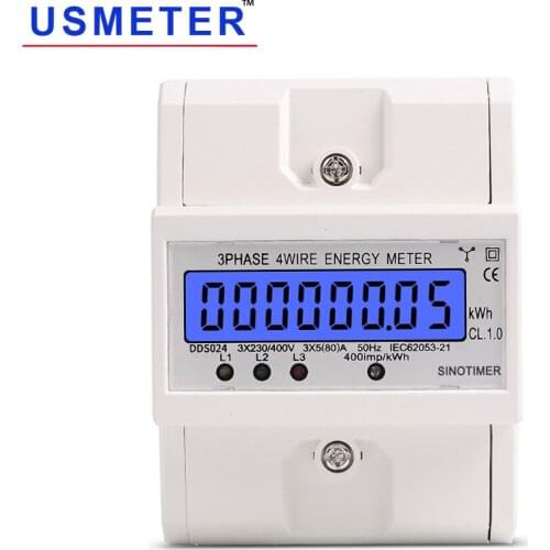 DDS024 New Model 80A 380V LCD Digital Display with Backlight Power Meter in Energy Meters Smart Electric Meter 3 Phase kwh Meter