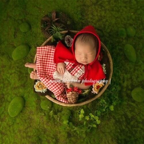 Dvotinst Newborn Baby Girls Photography Props Little Red Riding Hood Dress Outfits Hat 2pcs Set Studio Shoots Photo Props