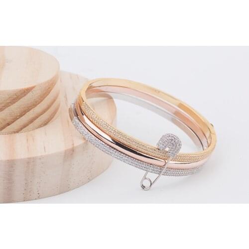 Hot brand party jewelry mix three color pin bracelet three in one bangle