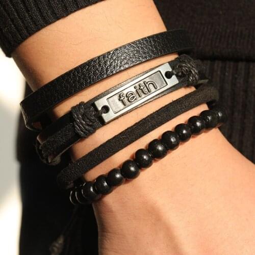 ALIUTOM Punk Bracelet Men 2020 Fashion Leather Wristband Bracelet Men Braided Fashion Luxury Vintage Men and Women Gifts