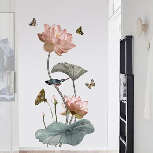3D Effect Lotus Wall Stickers Large Decorative Stickers Living Room Home Decor Flowers Wall Decals Bedroom Art Design PVC
