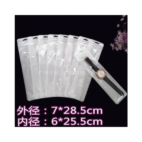 Retail 7*28.5cm 150Pcs/Lot Plastic White / Clear Zipper Package Bags For Small Objects Zip lock Pack Bags With Hanging Hole