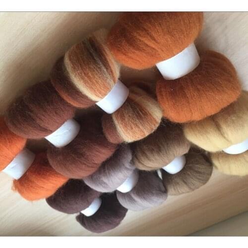 Wool needle felting poke fun DIY roving felt 100% merino wool fiber Brown color 10g/8pcs/lot