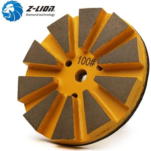 Z-Lion 4" Concrete Floor Grinding Profession Metal Bond Diamond Floor Polishing Pad For Concrete Floor Wet Surface Grind Disc