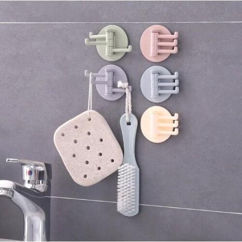 Strong Loading Seamless Adhesive Hook Rotatable Strong Bearing Stick Hook Kitchen Wall Hanger Bathroom Kitchen Hooks Wholesale