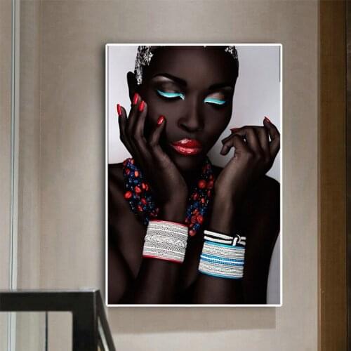 Modern Art African Woman Posters HD Print Modern Canvas Painting Unique Figure Wall Art Pictures Living Room Home Decor Mural