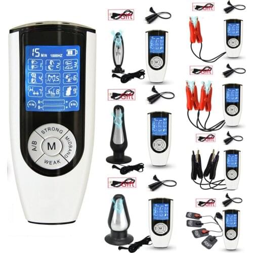 Super Strong BDSM Electrical Kit,Electro Shock Anal Vaginal Plug Electro Stimulate Nipple Clit Clips/Pads,Sex Medical Themed Toy