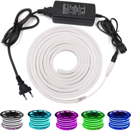 LED Neon Light DC12V 2835 Flexible Neon Sign Led Strip Light 120Leds/m Waterproof Neon Rope + 12V 2A 3A 5A EU/UK/US Power Supply