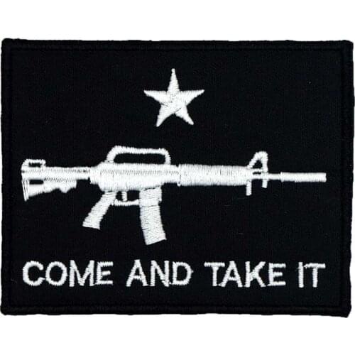Take It Star Machine Gun iron on backing punk military skull embroidered rider biker patches for back vest hat