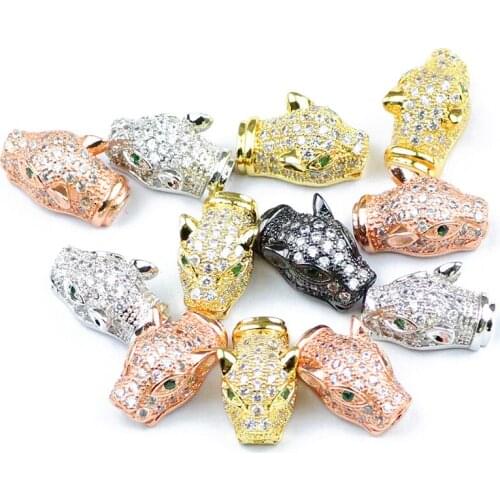 YHBZRET 2pcs White Zircon Pendant Copper Spacer beads animal Charms Loose beads for Jewelry making bracelet DIY Findings