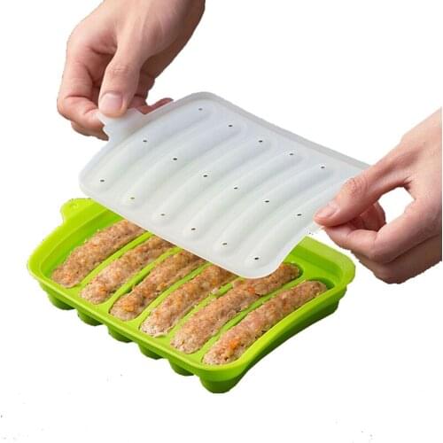 1 Pc Sausage Maker Silicone Mold With Lid Sausage Molds Kitchen Baking Tools Steam-baked Ham Sausage mould Steam Hot Dog Molds