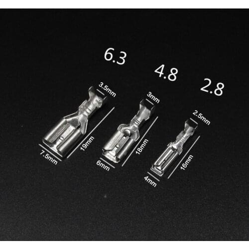 100Pcs 2.8mm 4.8mm 6.3mm Crimps Spring Whit Lock + Sheath Copper Connector Insert Female Plug Cold-pressed Terminal Block