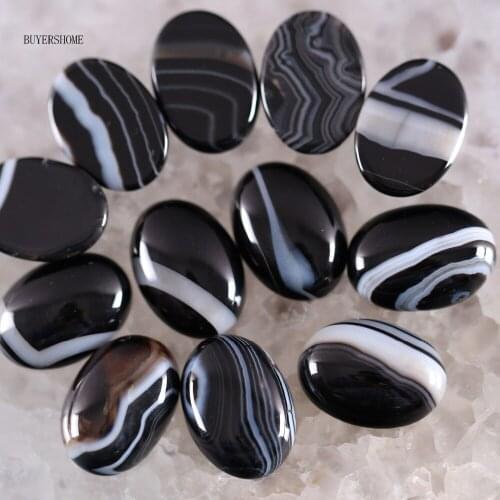 18x13MM&16x12MM CAB Cabochon Oval Stone Beads Black Veins Onyx For Jewelry Making Necklace Pendant Bracelet Earrings 10Pcs