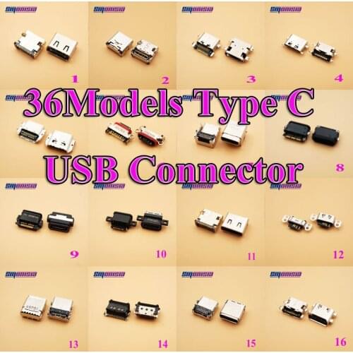 36Model 180pcs/lot Type C Micro USB Jacks Socket Connector for ZTE HUAWEI Samsung Xiaomi Meizu usb Charge Charging Dock Port
