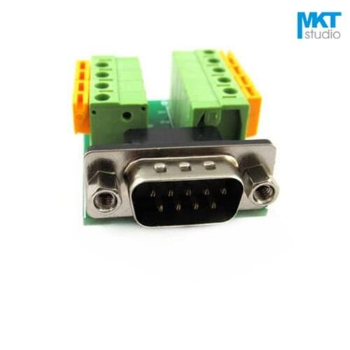 5Pcs Sample Right Angle Male Female DB9 D-sub Connector To 9 Pins Spring Terminal Block PCB Adapter Module, RS232 TTL, G0, M0